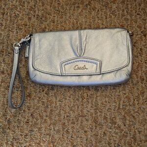 Silver Coach Wristlet